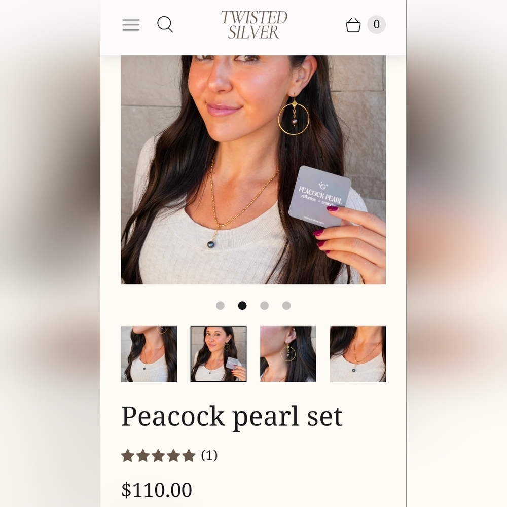 New Twisted Silver Peacock Pearl Set